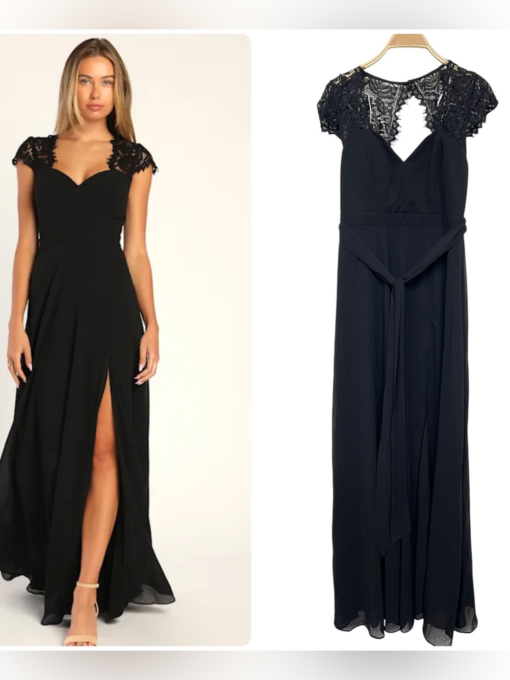 New Lulus Momentous Moments Elegant Black Lace Evening Dress Wedding Guest